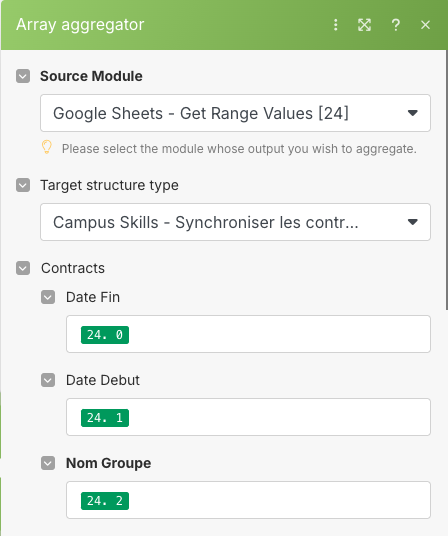 Exemple d'Array aggregator